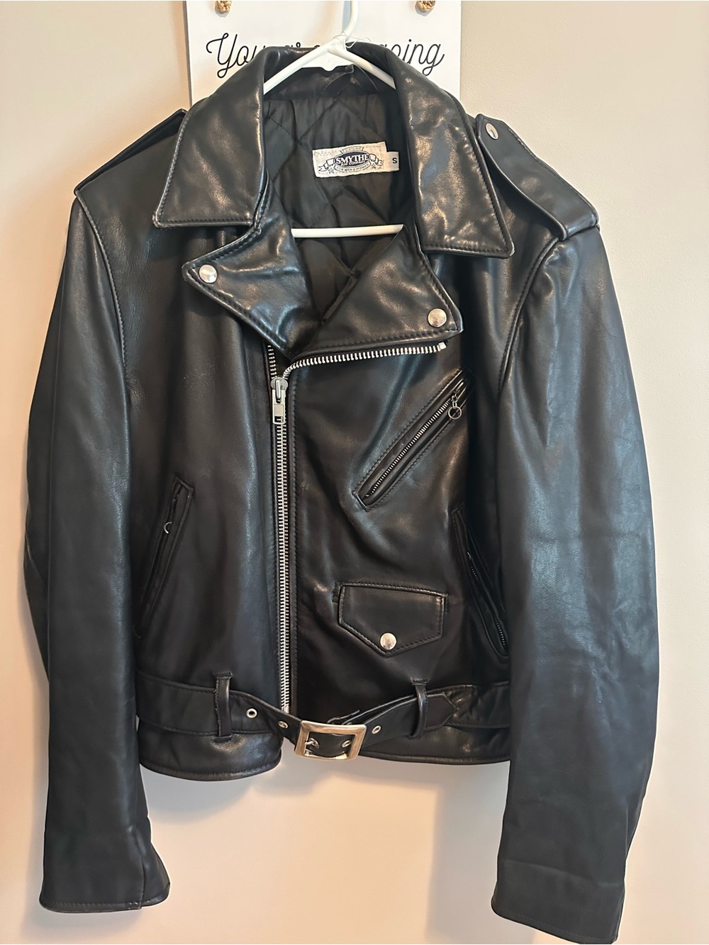 Smythe Black Leather Moto Bomber Jacket